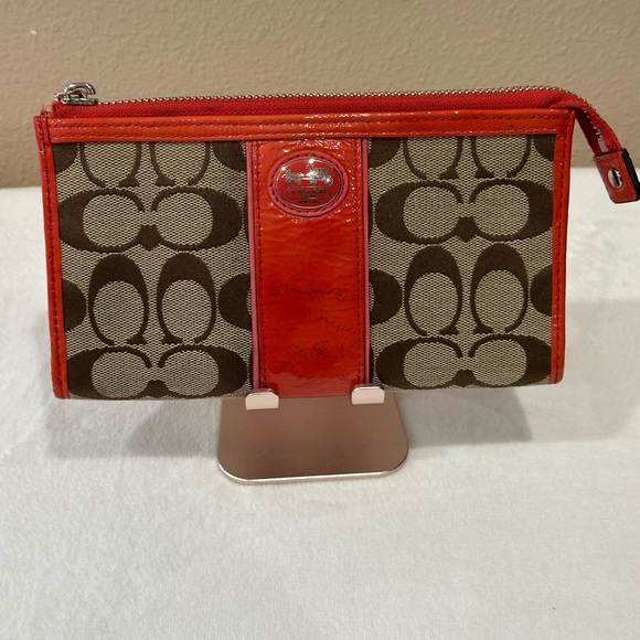 Coach Orange and Brown Clutch - Picture 1 of 7